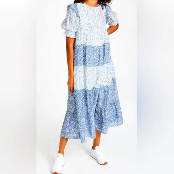 knee length dresses for ladies Cross Halter Neck Tiered Maxi Dress main image 0